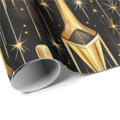 Feestelijk patroon met gouden champagneflessen cadeaupapier (Rol Hoek)