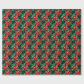 Feestelijk patroon Poinsettia Bloemen Kerstmis Cadeaupapier (Vlak)