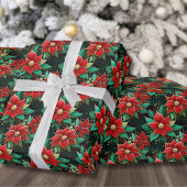 Feestelijk patroon Poinsettia Bloemen Kerstmis Cadeaupapier