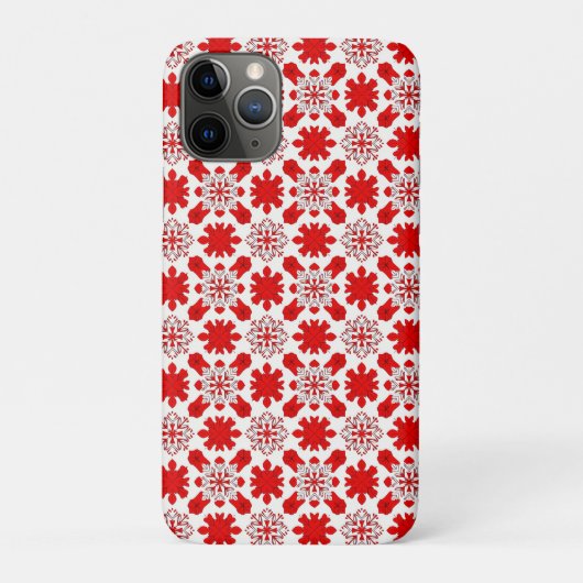 Feestelijk patroon van rode en witte sneeuwvlokken Case-Mate iPhone case (Achterkant)
