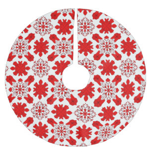 Feestelijk patroon van rode en witte sneeuwvlokken kerstboom rok
