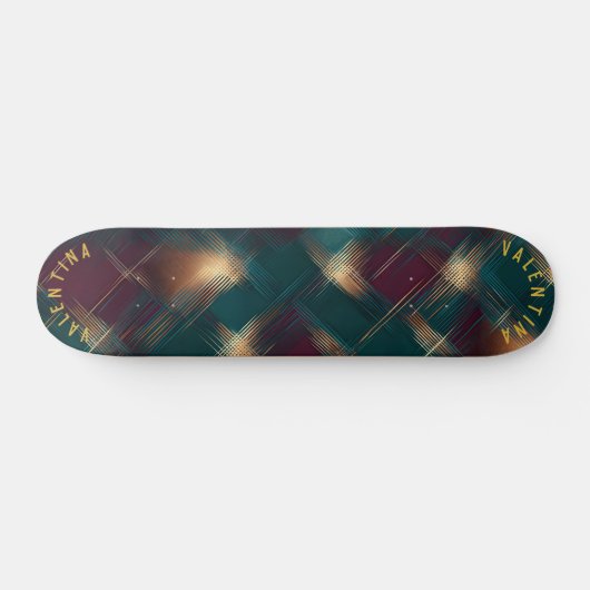 Feestelijk Plaid Design met Gouden Hoogtepunten Persoonlijk Skateboard (Horizontaal)