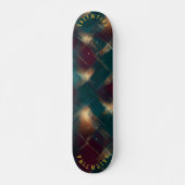 Feestelijk Plaid Design met Gouden Hoogtepunten Persoonlijk Skateboard (Voorkant)