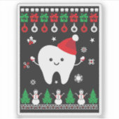 Feestelijk Plezier & Gelukkig Tandarts Kerstmis Sticker (Voorkant)
