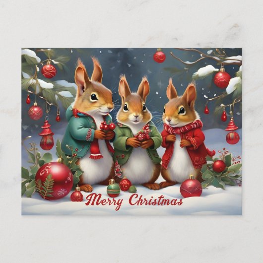 Feestelijk plezier met Schattigee kerst eekhoorns Briefkaart (Voorkant)
