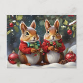 Feestelijk plezier met Schattigee kerst eekhoorns Briefkaart (Voorkant)