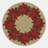 Feestelijk Poinsettia-ontwerp Ronde Sticker (Voorkant)