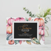 Feestelijk Pompoen Lijst Thanksgiving Diner Kaart (Staand voorkant)