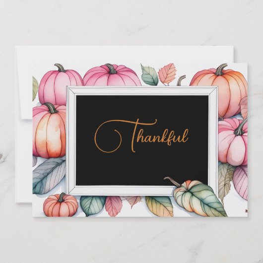 Feestelijk Pompoen Lijst Thanksgiving Diner Kaart (Achterkant)