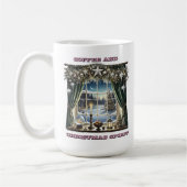 Feestelijk raam met besneeuwd Uitzicht Koffiemok (Links)