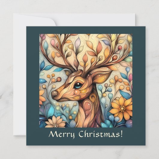 Feestelijk rendier feestdagenkaart (Voorkant)