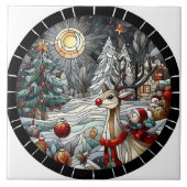 Feestelijk rendier in een winterwonderland in de s tegeltje (Voorkant)