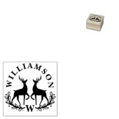 Feestelijk rendier Laurel krans familie Monogram Rubberstempel (Gestempeld)