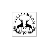 Feestelijk rendier Laurel krans familie Monogram Rubberstempel (Afrduk)