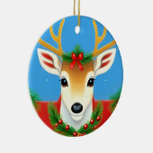 Feestelijk rendier met Holiday Wreath Keramisch Ornament (Rechts)