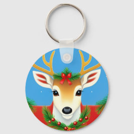 Feestelijk rendier met Holiday Wreath Sleutelhanger