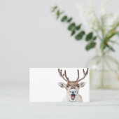 Feestelijk rendier Visitekaartje met Gekke gezicht (Staand voorkant)