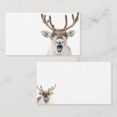 Feestelijk rendier Visitekaartje met Gekke gezicht (Voorkant / Achterkant)