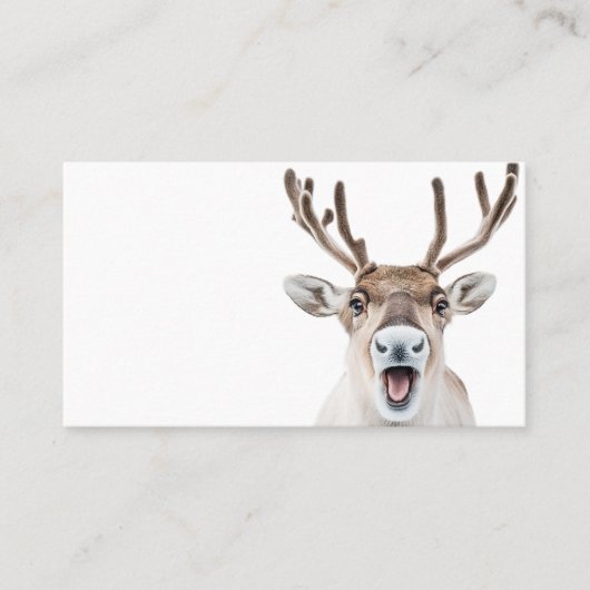 Feestelijk rendier Visitekaartje met Gekke gezicht (Voorkant)