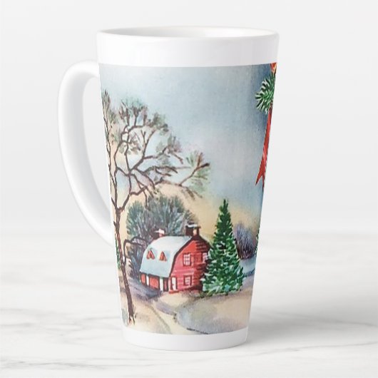 Feestelijk retro kerst boerderij latte mok (Linkerhoek)
