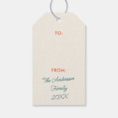 Feestelijk Retro Kerst Licht Strand Patroon Cadeaulabel (Achterkant)