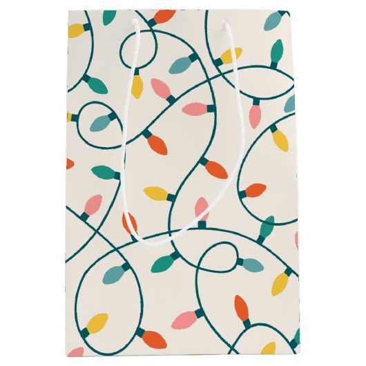 Feestelijk Retro Kerst Licht Strand Patroon Medium Cadeauzakje (Voorkant)
