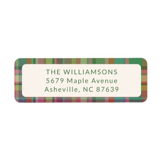 Feestelijk Retro Kerst Plaid Schattige Preppy Adre Etiket (Voorkant)