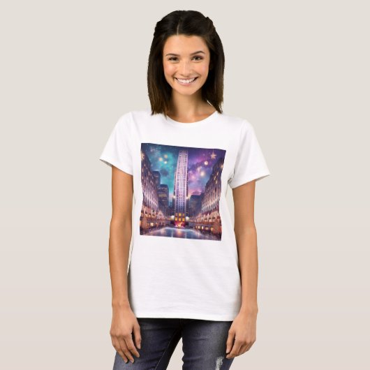 Feestelijk Rockefeller Center NYC T-shirt (Voorkant volledig)