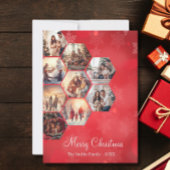 Feestelijk Rood 9 Fotocollage Modern Kerstmis Feestdagenkaart