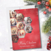 Feestelijk Rood 9 Fotocollage Modern Kerstmis Feestdagenkaart