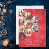 Feestelijk Rood 9 Fotocollage Modern Kerstmis Feestdagenkaart