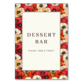 Feestelijk rood bloemendessertbarbord kaart (Achterkant)
