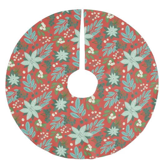 Feestelijk rood bloemenkerstpatroon kerstboom rok (Voorkant)