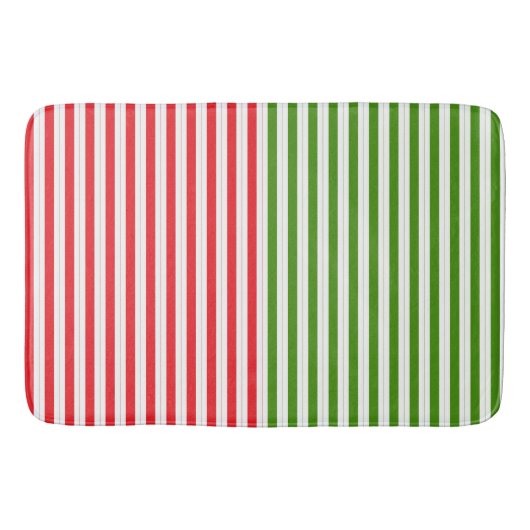 Feestelijk rood & Elf groen snoep streep gestreept Badmat (Voorkant)