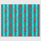 Feestelijk rood en Aqua Be Vrolijk Kerstfeest Cadeaupapier (Vlak)