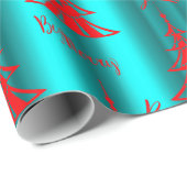 Feestelijk rood en Aqua Be Vrolijk Kerstfeest Cadeaupapier (Rol Hoek)