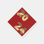 Feestelijk rood en faux goud Gelukkig Nieuwjaar 20 Servet (Hoek)