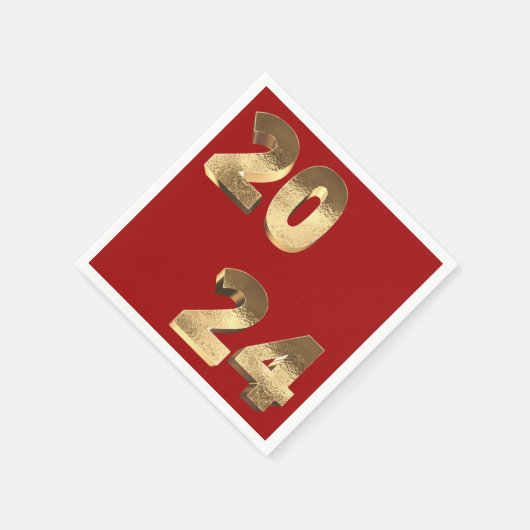 Feestelijk rood en faux goud Gelukkig Nieuwjaar 20 Servet (Hoek)