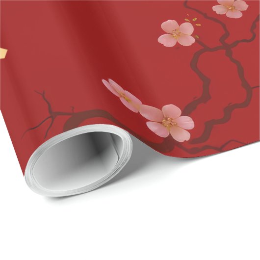 Feestelijk rood en goud Chinees Nieuwjaar Cadeaupapier (Rol Hoek)