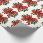 Feestelijk rood en goud kerstboog patroon cadeaupapier (Hoek)