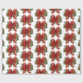 Feestelijk rood en goud kerstboog patroon cadeaupapier (Vlak)