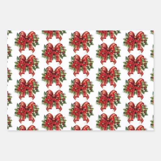 Feestelijk rood en goud kerstboog patroon inpakpapier vel (Voorkant 2)