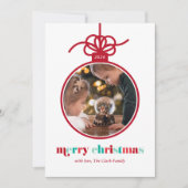 Feestelijk rood en groen belettering Ornament Foto Feestdagenkaart (Voorkant)