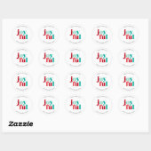 Feestelijk rood en groen "Joyful" Kerstmis Custom Ronde Sticker (Vel)