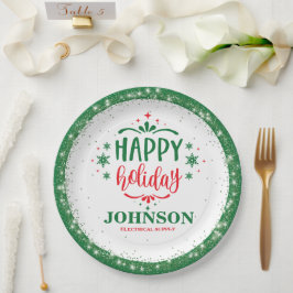 Feestelijk rood en groen kerstfeest Kantoor Papieren Bordje