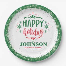 Feestelijk rood en groen kerstfeest Kantoor Papieren Bordje