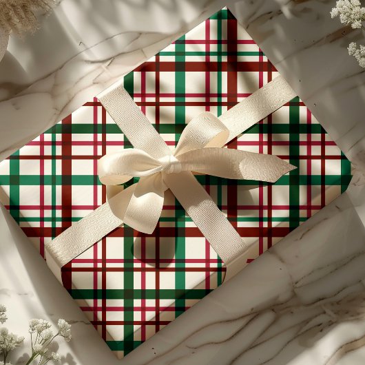 Feestelijk rood en groen kerstgeruite patroon cadeaupapier