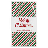 Feestelijk rood en groen patroon Vrolijk kerstfees Klein Cadeauzakje (Achterkant)