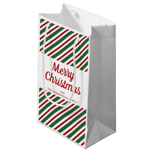 Feestelijk rood en groen patroon Vrolijk kerstfees Klein Cadeauzakje (Voorkant Gekanteld)