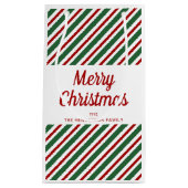 Feestelijk rood en groen patroon Vrolijk kerstfees Klein Cadeauzakje (Voorkant)